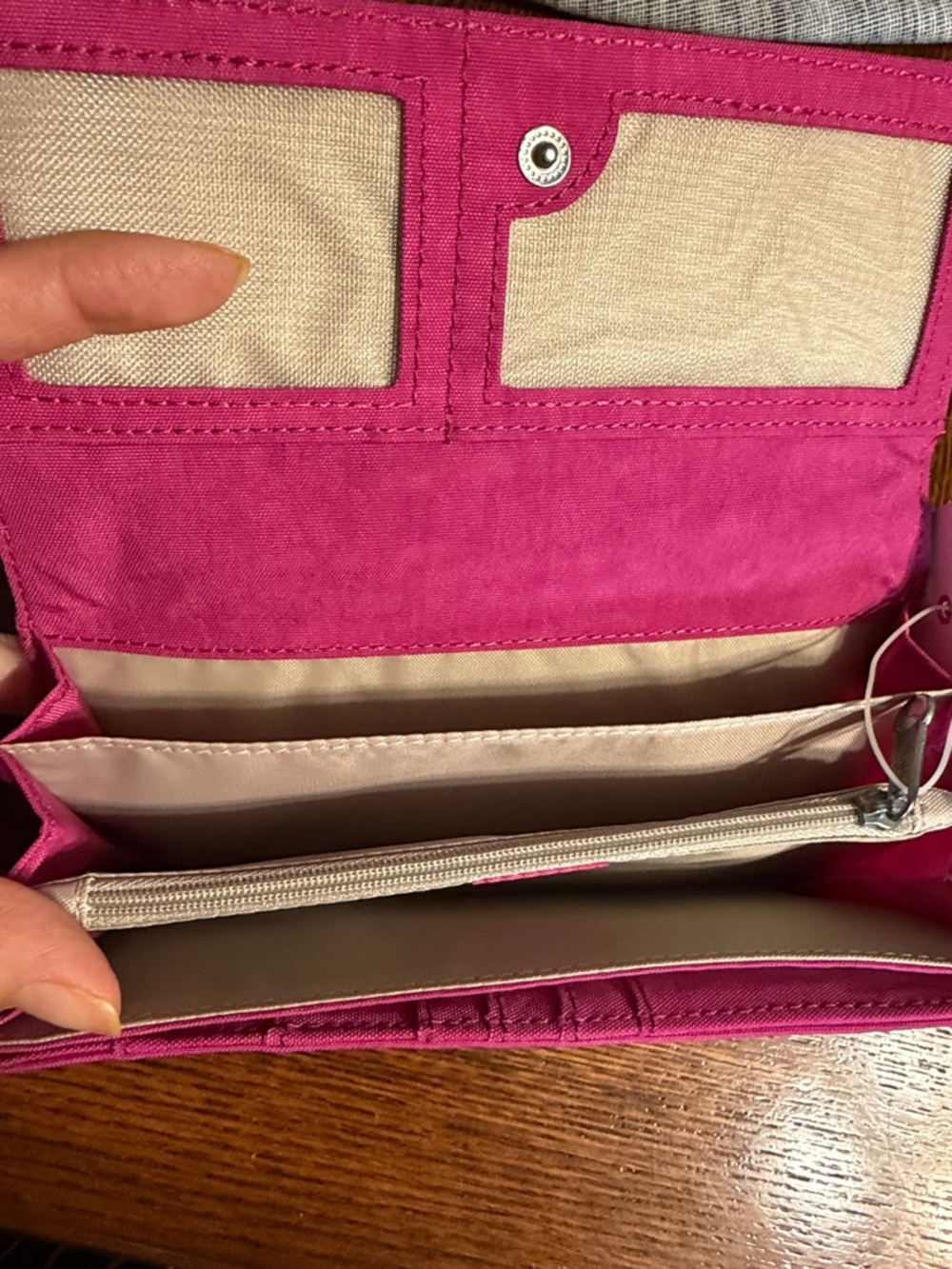 Kipling Hot Pink Canvas Fold Wallet - Picture 6 of 10